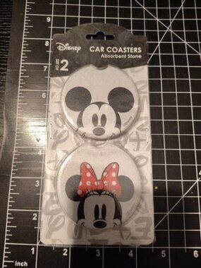Disney Mickey Mouse and Minnie Mouse Ceramic Car Coasters - Fun Auto Coasters...
